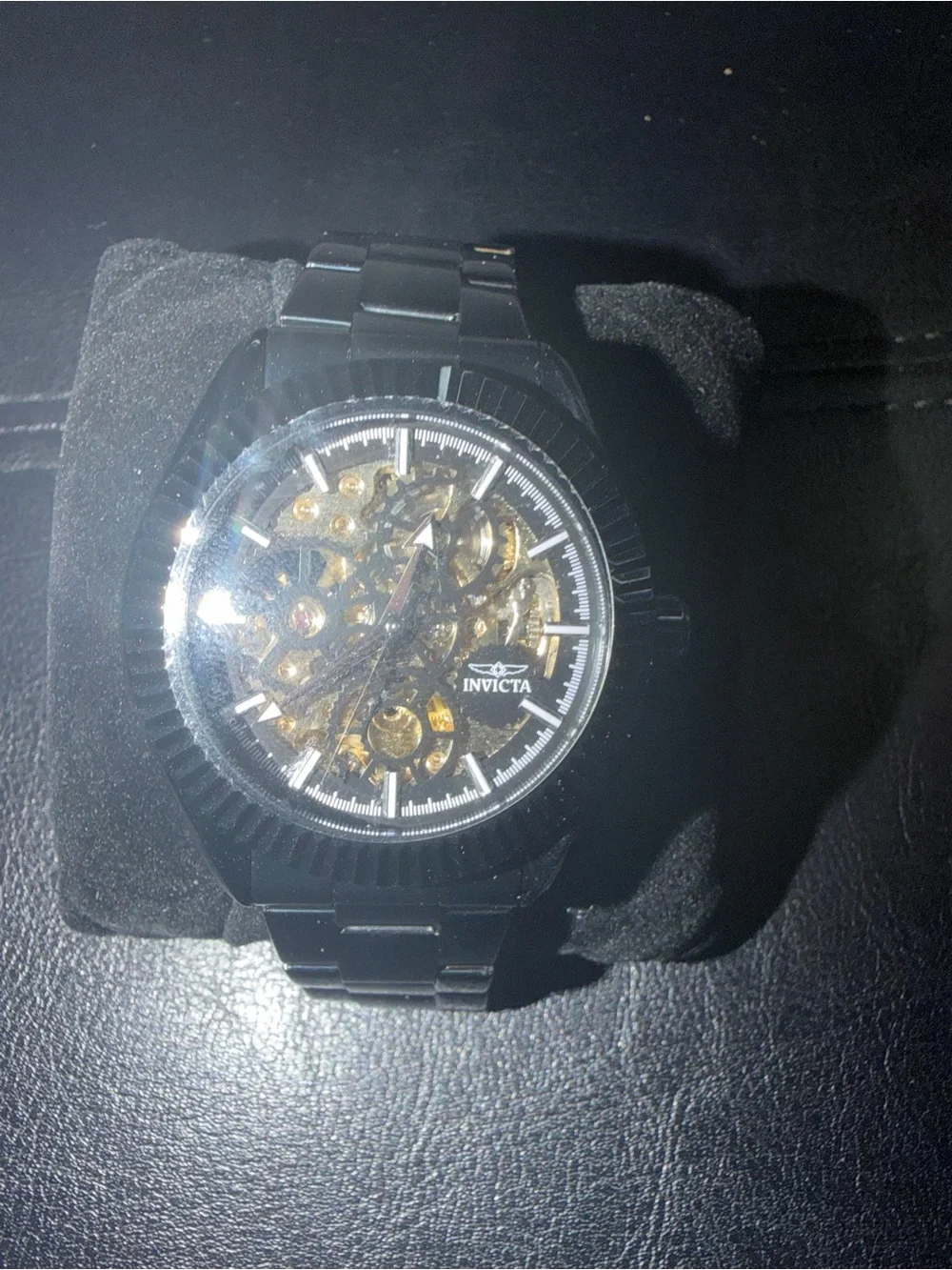 Invicta Black and Silver Men's Skeleton Wristwatch
